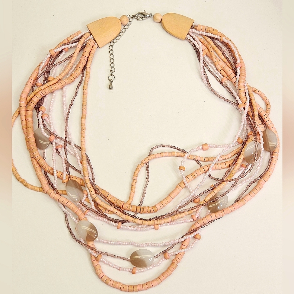 Pink Multistrand Beaded Necklace